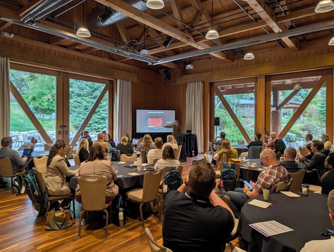 CS100 attendees connecting on the mountain